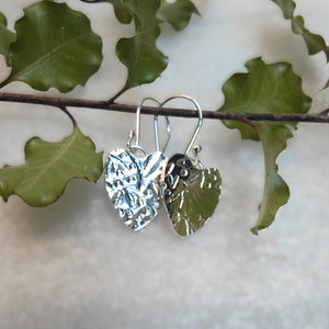 Embossed Heart Earrings - sterling silver - Silver Rose Jewellery