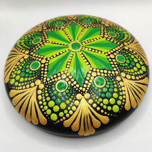 Load image into Gallery viewer, Large Art Stone, Yoga Stone, Meditation Stone - Green & Gold  - Gone Dotty