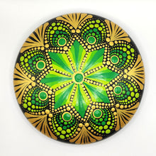 Load image into Gallery viewer, Large Art Stone, Yoga Stone, Meditation Stone - Green & Gold  - Gone Dotty