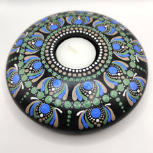 Load image into Gallery viewer, Large Tea Light Holder - Blue, Green & Grey - Gone Dotty