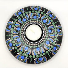 Load image into Gallery viewer, Large Tea Light Holder - Blue, Green & Grey - Gone Dotty