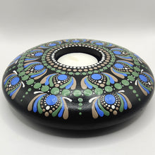 Load image into Gallery viewer, Large Tea Light Holder - Blue, Green & Grey - Gone Dotty