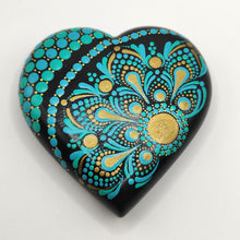 Load image into Gallery viewer, Heart Meditation stone - Turquoise and gold - Gone Dotty