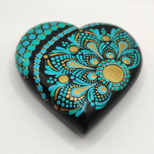 Load image into Gallery viewer, Heart Meditation stone - Turquoise and gold - Gone Dotty