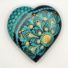 Load image into Gallery viewer, Heart Meditation stone - Turquoise and gold - Gone Dotty