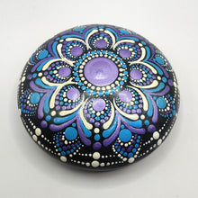 Load image into Gallery viewer, Medium Art Stone, Yoga Stone, Meditation Stone - Purple, Blue & White - Gone Dotty