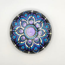 Load image into Gallery viewer, Medium Art Stone, Yoga Stone, Meditation Stone - Purple, Blue & White - Gone Dotty