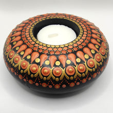 Load image into Gallery viewer, Tea Light Holder - orange hues - Gone Dotty