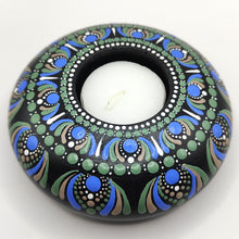 Load image into Gallery viewer, Tea Light Holder - Green, Blue & White - Gone Dotty