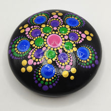 Load image into Gallery viewer, Small Art Stone, Yoga Stone, Meditation Stone - Green, pink and gold - Gone Dotty