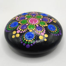 Load image into Gallery viewer, Small Art Stone, Yoga Stone, Meditation Stone - Green, pink and gold - Gone Dotty