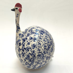 Large Stoneware Guinea Fowl - Cobalt Glaze - Marjorie Molyneux