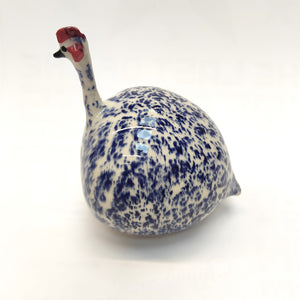Stoneware Guinea Fowl - Cobalt Glaze - Medium - Marjorie Molyneux