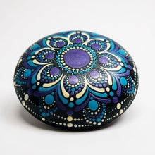 Load image into Gallery viewer, Medium Art Stone, Yoga Stone, Meditation Stone - Purple, Blue & White - Gone Dotty