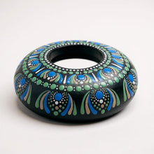 Load image into Gallery viewer, Tea Light Holder - Green, Blue & White - Gone Dotty