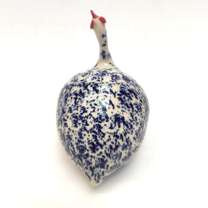 Small Stoneware Guinea Fowl - Cobalt Glaze - Small - Marjorie Molyneux