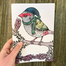 Load image into Gallery viewer, Winter Sketchbook- Red-Browed Finch - Zinia King