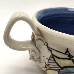 Hand painted stoneware soup mug - Marilyn Saccardo