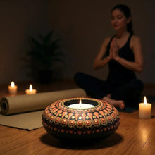 Load image into Gallery viewer, Tea Light Holder - orange hues - Gone Dotty