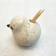 Load image into Gallery viewer, Ceramic Bird toothpick holder - Cream with gold fleck - Marjorie Molyneux
