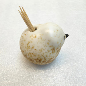 Ceramic Bird toothpick holder - Cream with gold fleck - Marjorie Molyneux