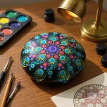 Load image into Gallery viewer, Medium Art Stone, Yoga Stone, Meditation Stone - Purple, Blue & Raspberry - Gone Dotty