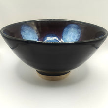 Load image into Gallery viewer, Handmade Ceramic Bowl – Black Glaze with Blue Flower Interior - Rachel Buxton