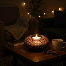 Load image into Gallery viewer, Tea Light Holder - orange hues - Gone Dotty