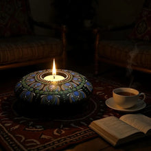 Load image into Gallery viewer, Large Tea Light Holder - Blue, Green & Grey - Gone Dotty