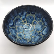 Load image into Gallery viewer, Handmade Ceramic Bowl – Black Glaze with Blue Flower Interior (Small) - Rachel Buxton