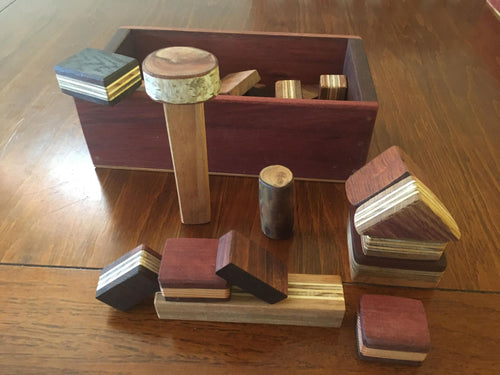 Little Architect - Box of wooden blocks (54)- reclaimed timber