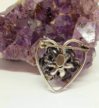 Load image into Gallery viewer, Vintage Sterling Silver Jewelart Heart and Flowers Brooch