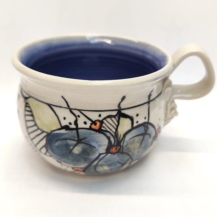 Hand painted stoneware soup mug - Marilyn Saccardo