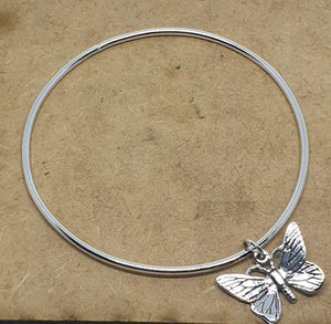 Sterling silver Bangle with Butterfly - Silver Rose Jewellery