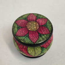 Load image into Gallery viewer, Hand drawn mini round pot in red and green #2 - Helen Kuster