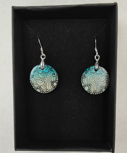 Hand drawn small round earring drops #7 - Helen Kuster