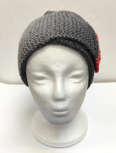 Hand knitted hat with Brim and Pin #107 - Loris Abercrombie