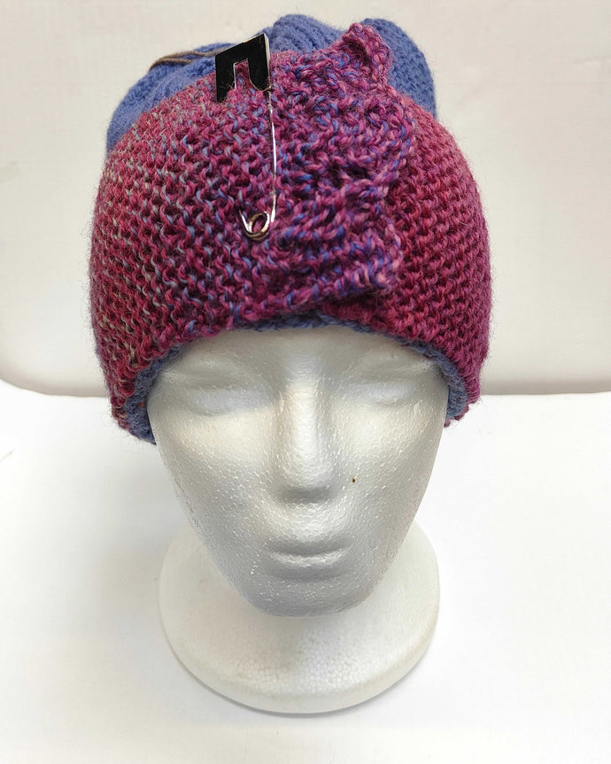 Hand knitted hat with Brim and Pin #108 - Loris Abercrombie