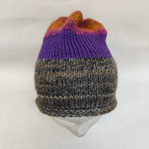 Hand knitted Tri Colour slouch hat #114 - Loris Abercrombie