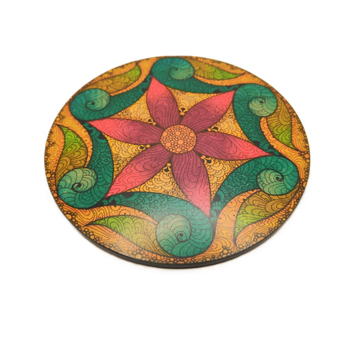 Hand drawn mandala art coaster #1