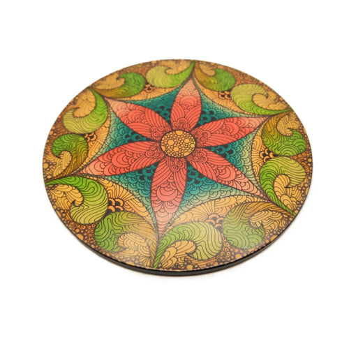 Hand drawn mandala art coaster #2 - Helen Kuster