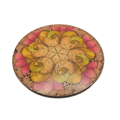 Hand drawn mandala art coaster #3 - Helen Kuster