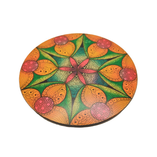 Hand drawn mandala art coaster #4 - Helen Kuster