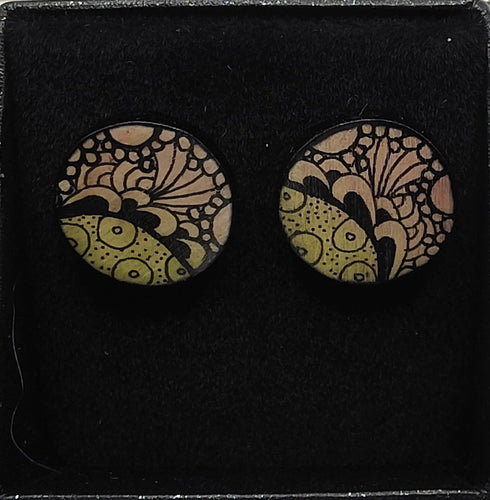 Stud Earrings #16 - pale green and pink - Helen Kuster