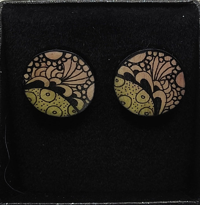 Stud Earrings #16 - pale green and pink - Helen Kuster