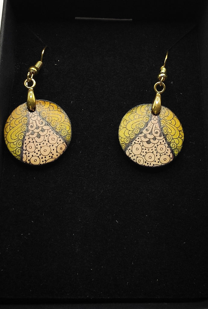 Hand drawn small round earring drops #17 - Helen Kuster