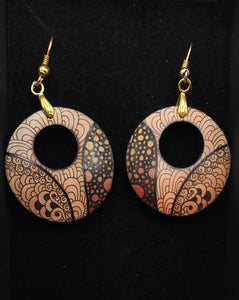 Hand drawn earring drops with hole #21-Rust hues -  Helen Kuster