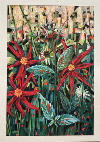 Greeting Card - Oil painting of abstract flowers by Paula Schetters