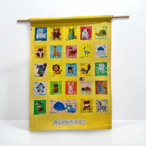Animal Alphabet Poster – Hand-Drawn A–Z Animals on Canvas