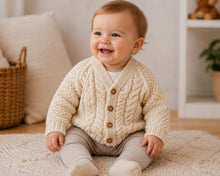 Load image into Gallery viewer, Hand Knitted Cream Wool Baby Cardigan